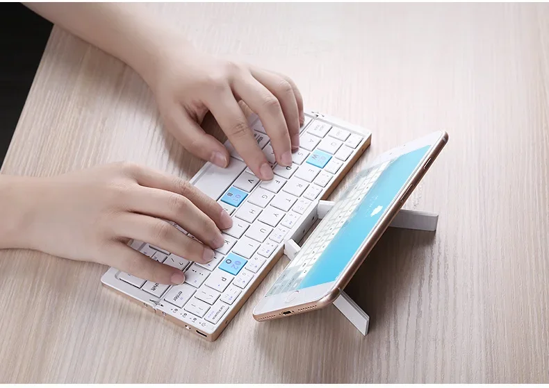 Mini Folding Bluetooth Keyboard Wireless Keypad Support 3 Devices With Stand for Phone Tablet Rechargeable Foldable Keyboard