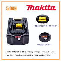 100% Original Makita 18V 5.0Ah Rechargeable Power Tools Battery with LED Li-ion Replacement LXT BL1860B BL1860 BL1850