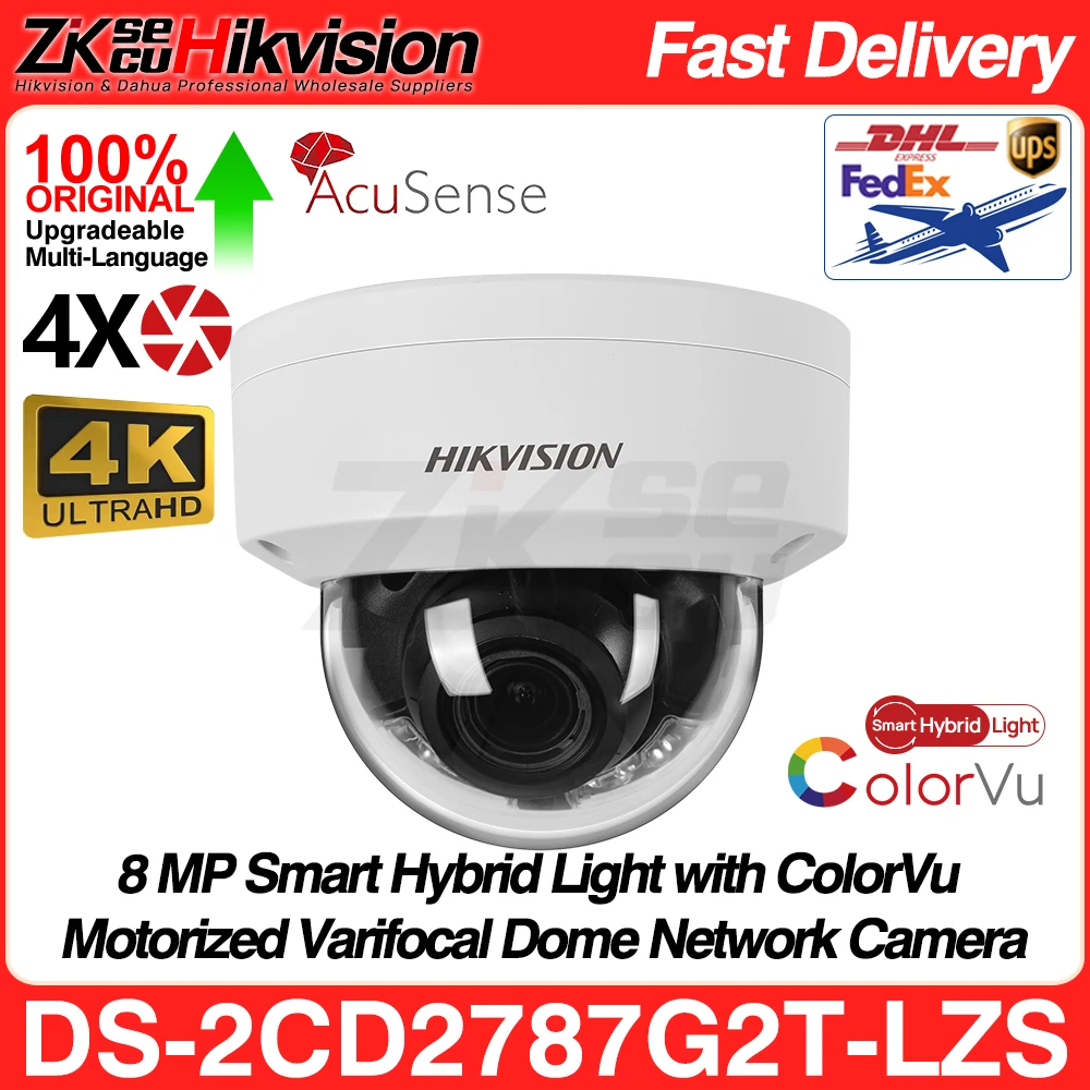 

Hikvision Original DS-2CD2787G2HT-LIZS 8MP 4K Smart Hybrid Light ColorVu AcuSense 4X ZOOM Motorized Varifocal CCTV POE IP Camera