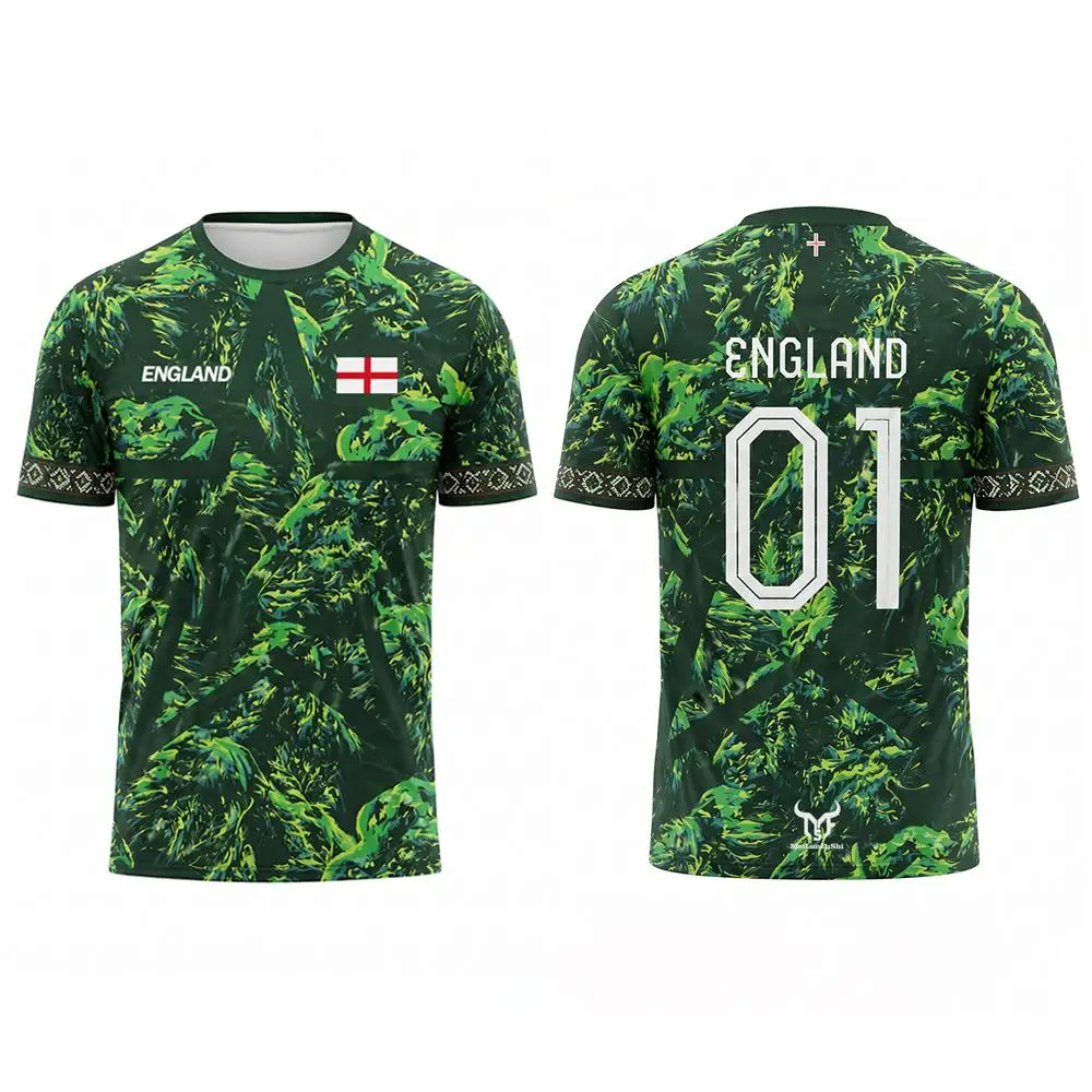England Style Lion Graphic Print Soccer Jersey Men's Quick-drying And Breathable Short Sleeve Unisex Casual Tops Gift T-shirts