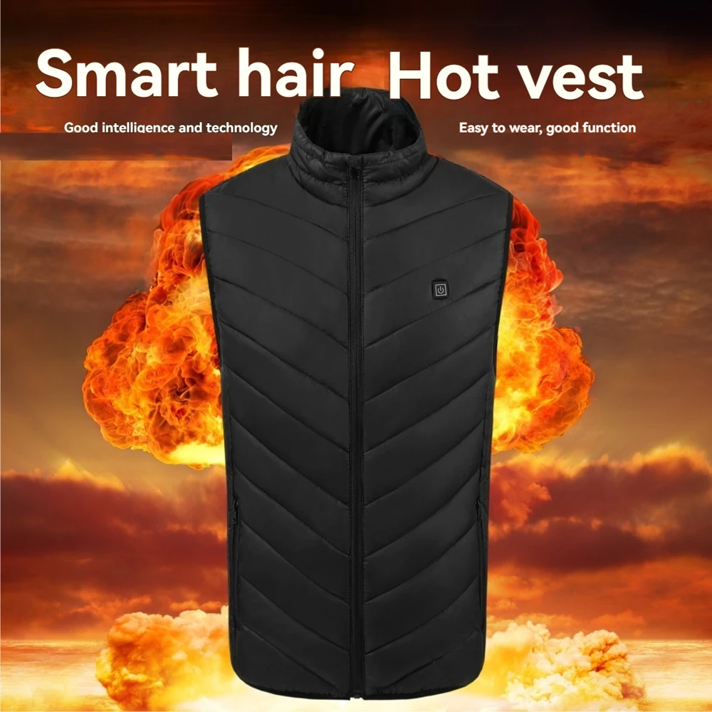 

9/28 Heating Areas Vest Jacket Men Winter Electric Heated Vest Waistcoat For Sports Hiking Oversized USB Infrared