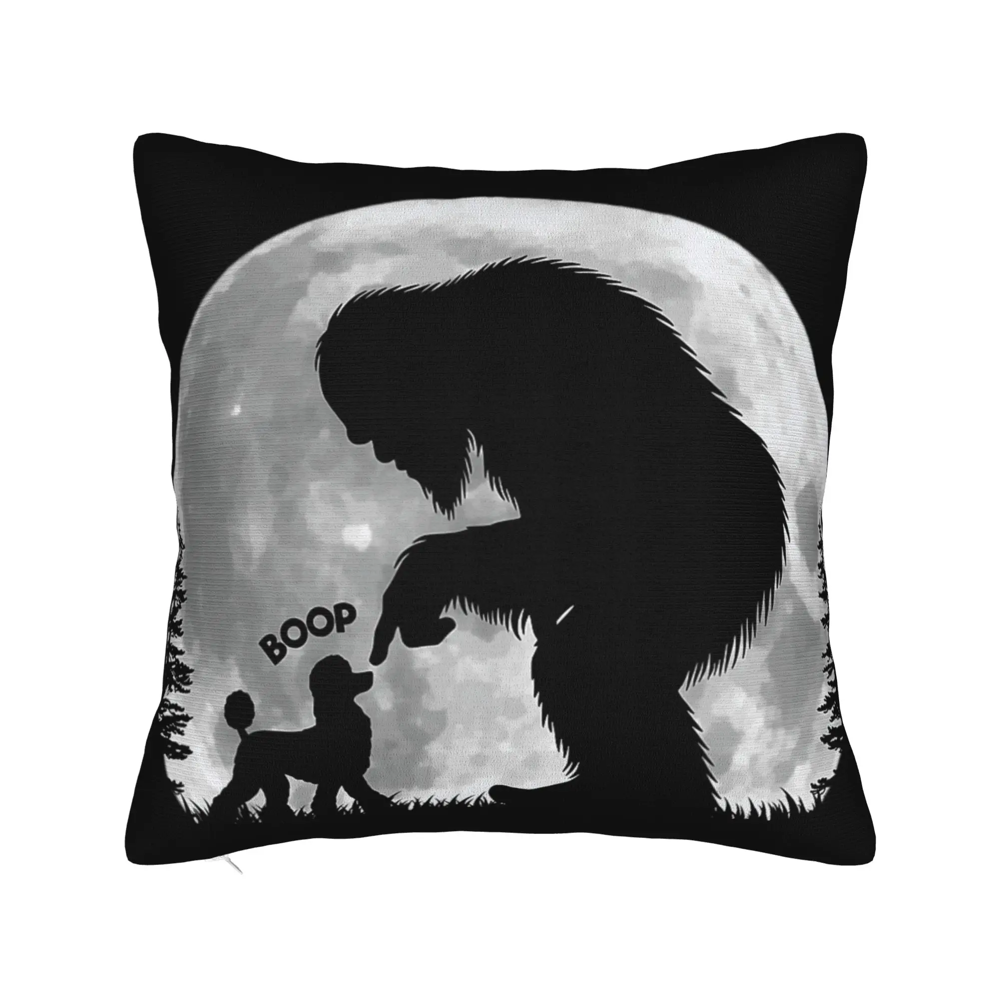 Pillow Case Fun Hand Boop Nose Bigfoot Sasquatch Poodle Moon Graphic  Pillow Cover For Couch Sofa Bedroom Vintage Pillowcases