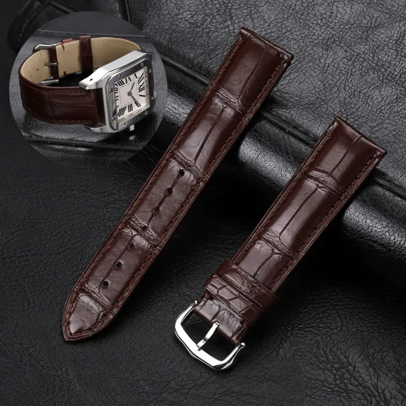 For Cartier Watch Band Crocodile Leather Genuine Alligator Men's Women's Watch Strap TANK Key London Bracelet 18mm 20mm 21mm