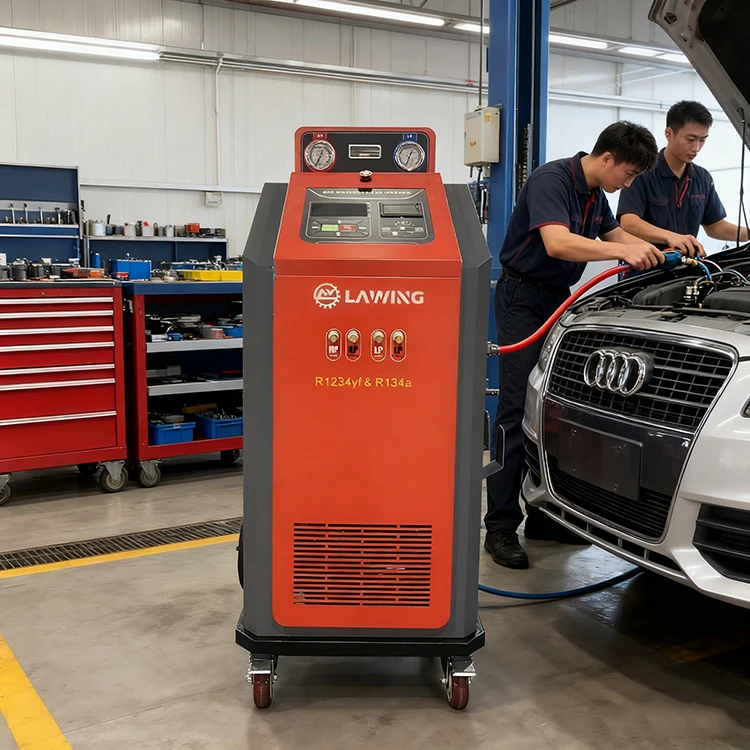 Super Good Quality Factory Car Air Condition Dual System Fully Automatic AC Flush Recovery and Recharge Machine R1234yf R134a