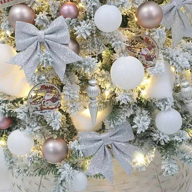 210cm White Holiday Decorations Christmas Tree Large Bright Outdoor Christmas Tree Exquisite Bowknot Home Decor