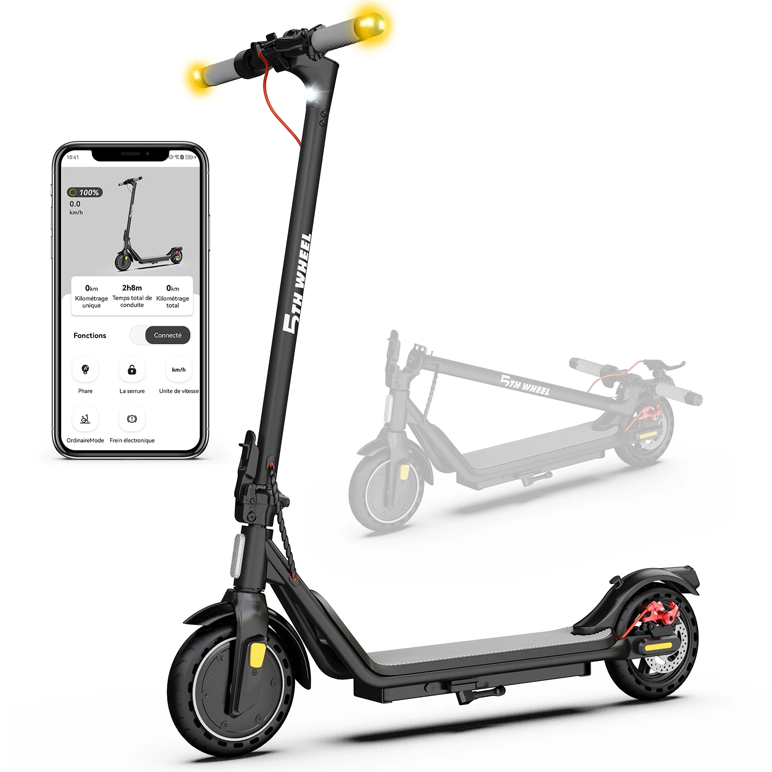 5TH WHEEL Faltbarer Elektroroller, 500W Spitzenleistung, 25km/h EU-konform, 36V IP54 Wasserdicht, Doppelbremssystem, 8,5'' Wabenreifen, Pendler-E-Scooter