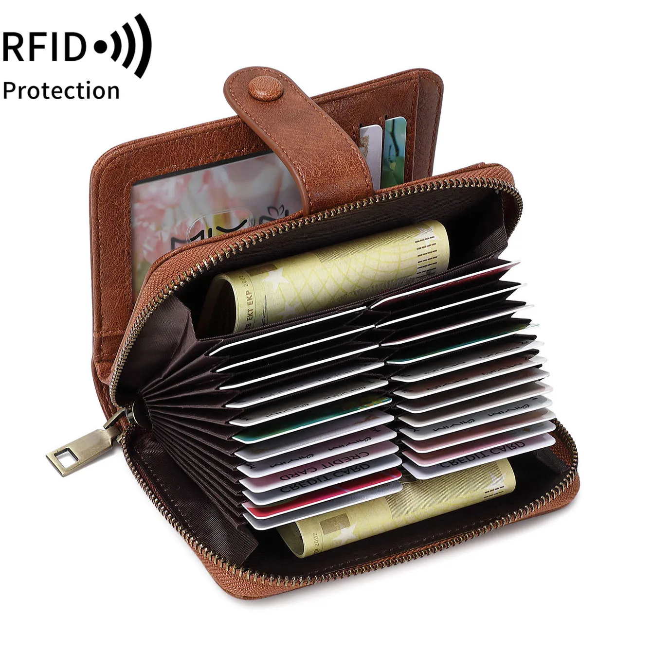 Leopard Print PU Leather RFID Blocking Short Women Wallet Multi-cards Large Capacity Coin Purse for Ladies