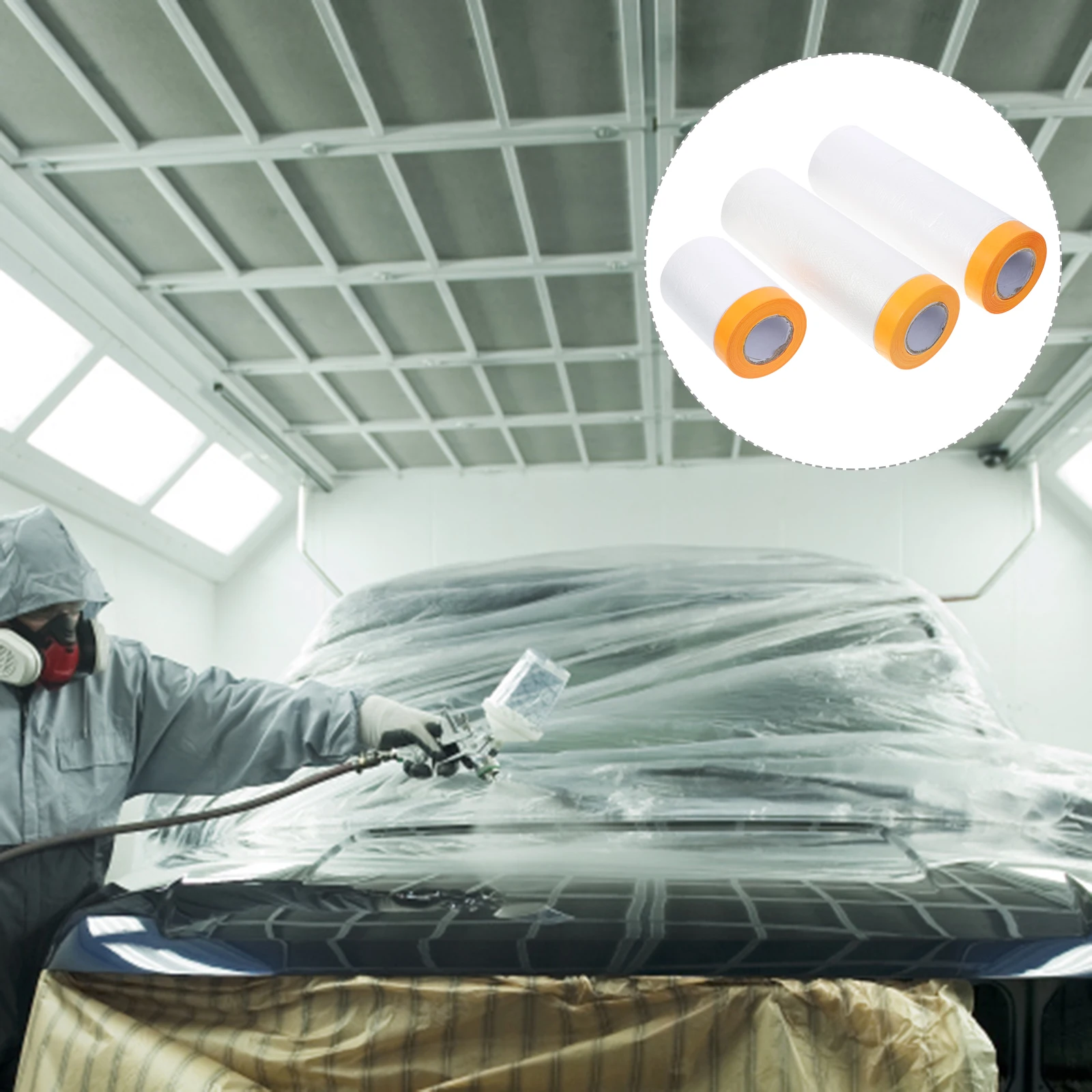 

3pcs Pre-taped Masking Paper 55cm*20m+110cm*20m+150cm*20m for Car Paint Furniture Protection Dust Cover