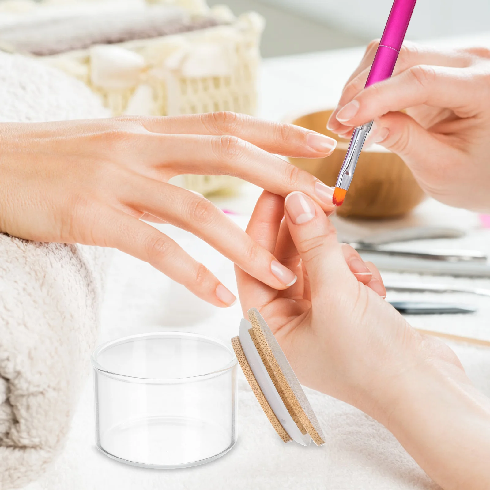 2 pezzi di vetro di alta qualità per nail art, tazza liquida, bordo liscio, per salone professionale di bellezza, contenitore per la pulizia della penna per manicure domestica