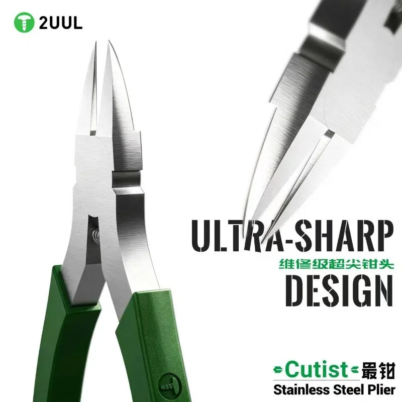 2UUL CT01 Cutist Stainless Steel Flush Cutting Plier 0.1mm Ultra Thin No Curling Mainboard Shield Cover Repair Diagonal Cutters