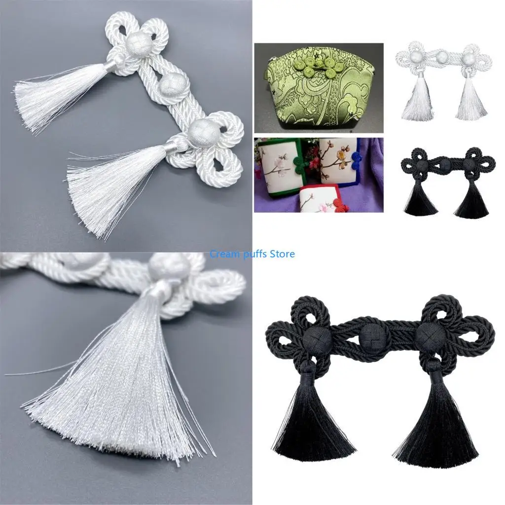 50LE Chinese Suit Fringe Cheongsam Buttons Knot Fastener Closures DIY Buckle