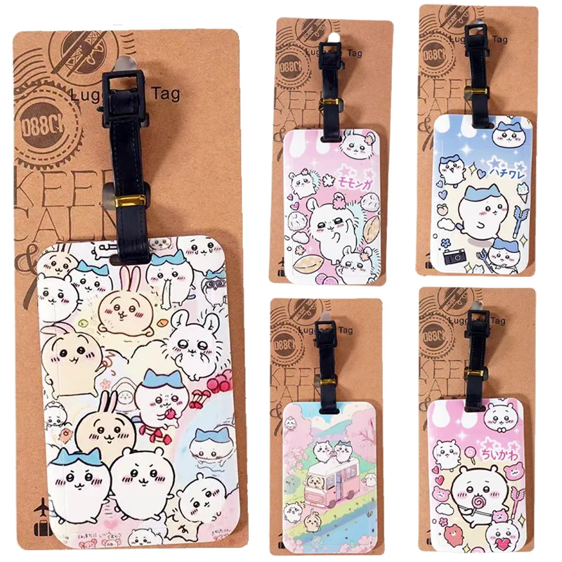 Chiikawa Luggage Tag Fashion Portable Travel Accessories Cartoon Suitcase ID Address Holder Baggage Label for Men Women Gifts