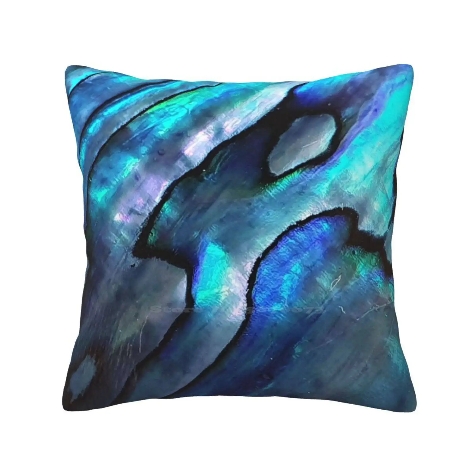 Iridescent Blue Abalone Shell. Flashy Blue Close Up Photography Home Sofa Car Cushion Cover Pillowcase Blue Shell Abalone