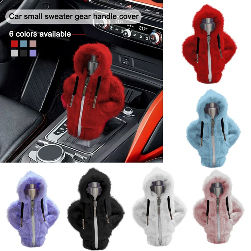 

Cute Hoodie Style Car Gear Shift Cover Warm Hand Protection Auto Shifter Knob Sleeve Universal Car Interior Decor Accessories