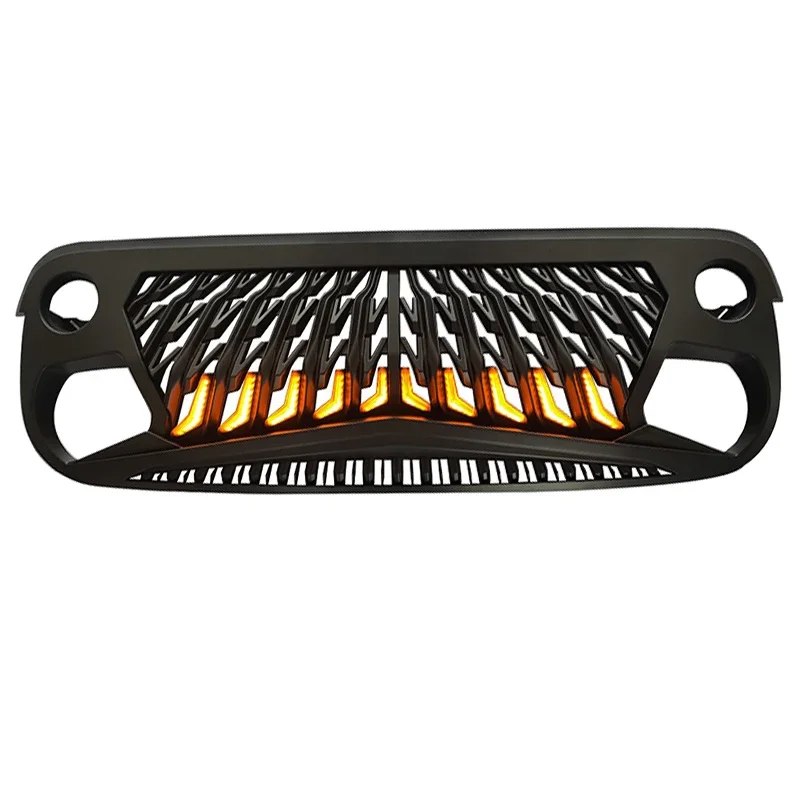 Newest Off-road 4x4 Bumper Racing Grilles With LED For Jeep Wrangler JK 2007-2017ABS Matt Black Front Grill Accessories