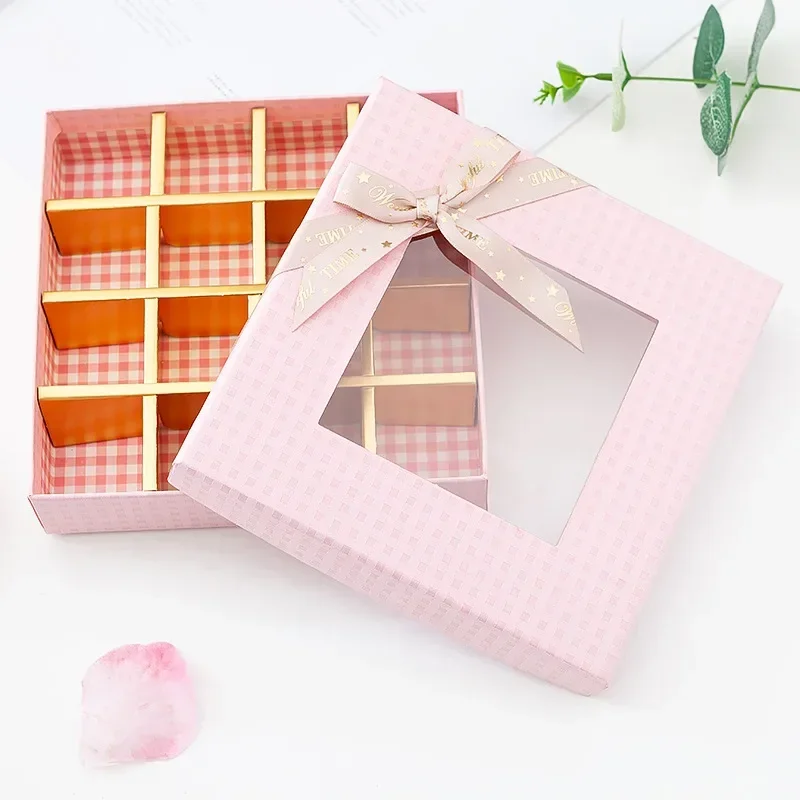 Chocolate Boxes Packaging Wedding Cookie Candy Gift Box With Bow Valentines Day Chocolate Display Box Birthday Party Decoration
