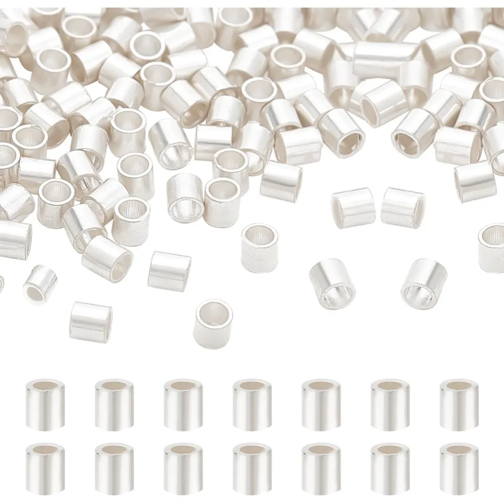 

120 шт., обжимные бусины из стерлингового серебра 925 пробы, трубчатые бусины-разделители с замшевой тканью, квадратная серебряная полировальная ткань для изготовления ювелирных изделий