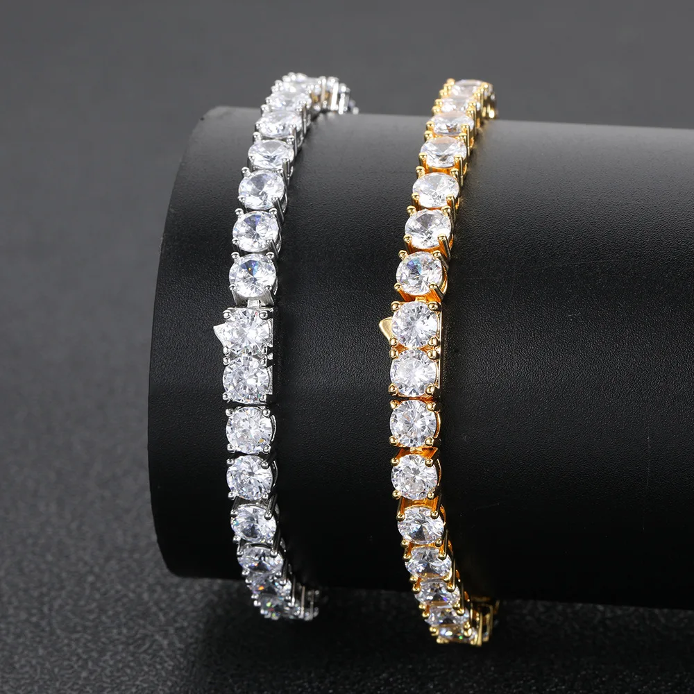 Hip Hop Iced Out Tennis Bracelets for Men Women 3/4/5mm CZ Homme Hand Chain Spring Buckle Bracelet Wedding High Quality Jewelry