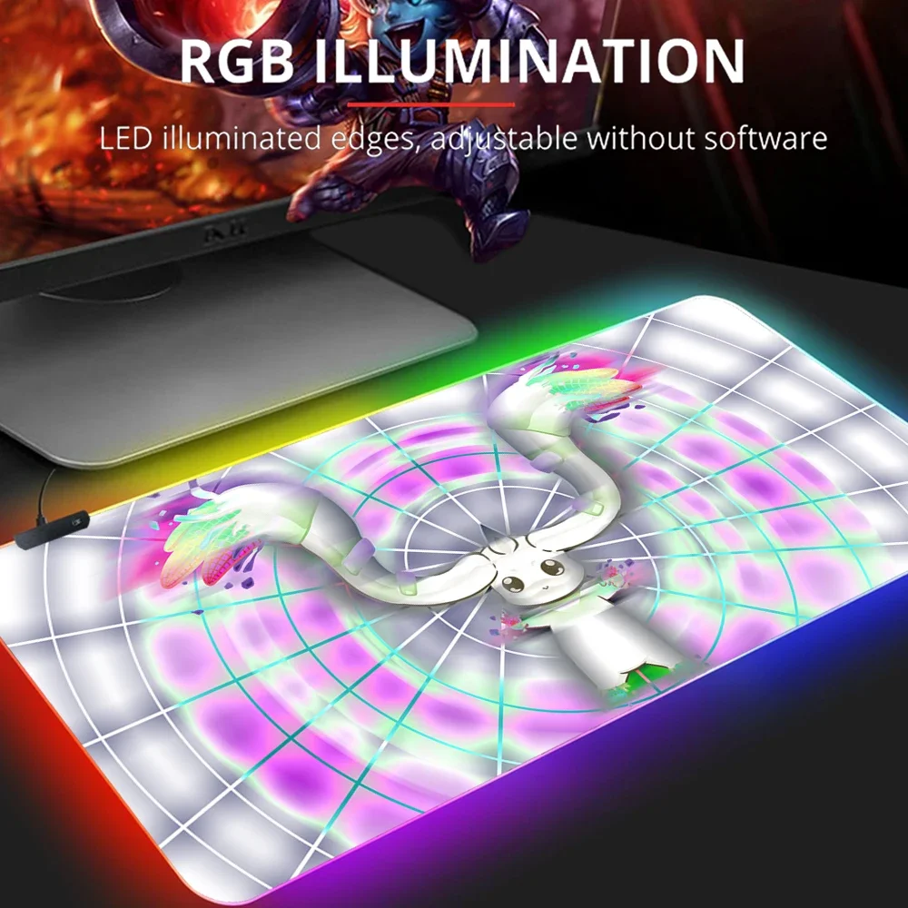 Digimon RGB Large Gaming Mousepad LED Backlit Carpet Big Mause Pad Game Keyboard Mouse Pad Gamer Desk Mat Computer Mice Mat