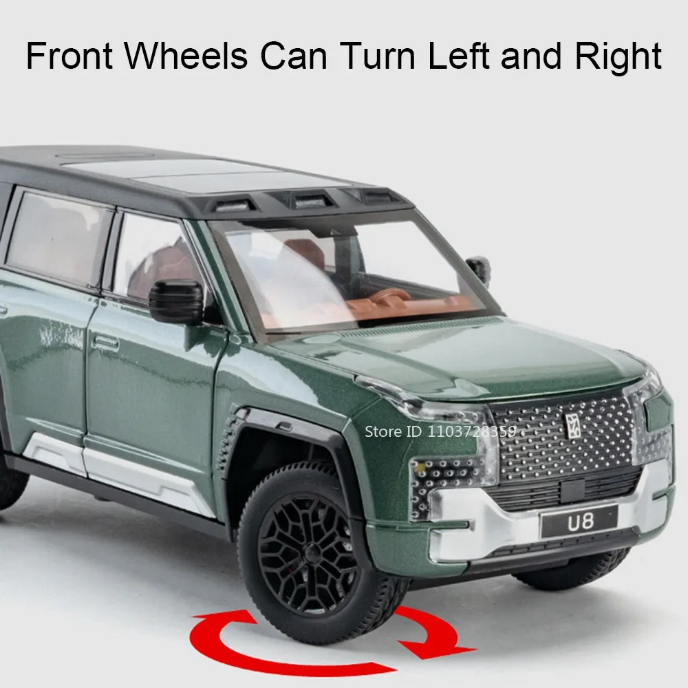 1:24 스케일 양왕 U8 모델카 장난감 합금 다이캐스트 사운드 라이트 도어 오픈 풀백 미니어처 차량 어린이 선물용