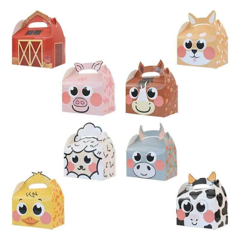 24PCS Farm Animal theme Kids Birthday Decorations Supplies Party Favor Boxes Barnyard Happy Treat Boxes Candy Goodies Gift Box