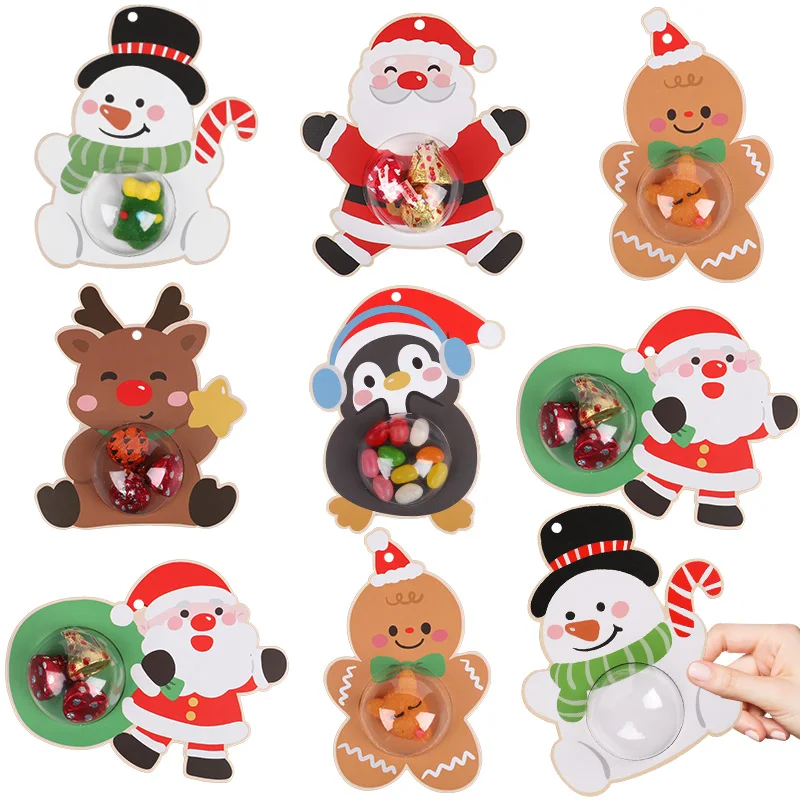 12/24 Uds. Soporte de Chocolate y dulces de Navidad, bolsa de embalaje para tarjetas, regalos para niños, colgantes para colgar en árbol de Navidad, decoración del hogar para fiesta de Navidad
