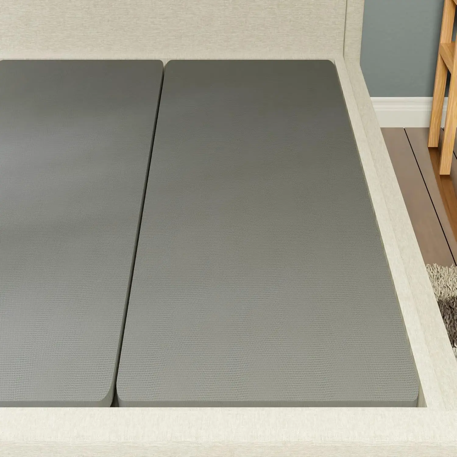 Queen Size Bunkie Board, 1.5-Inch, Fully Assembled, Grey, Improved Comfort and Support for Mattress/Bed