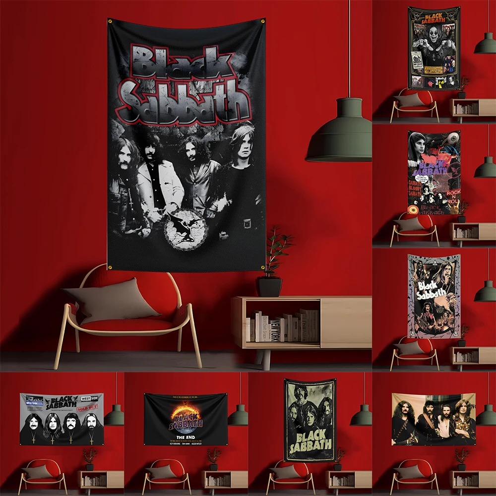 

90X150CM B-Black-Sabbaths Heavy Rock Band Flag Polyester Digital Printing Banner for Bedroom Wall Art Out Door Tapestry Decorati