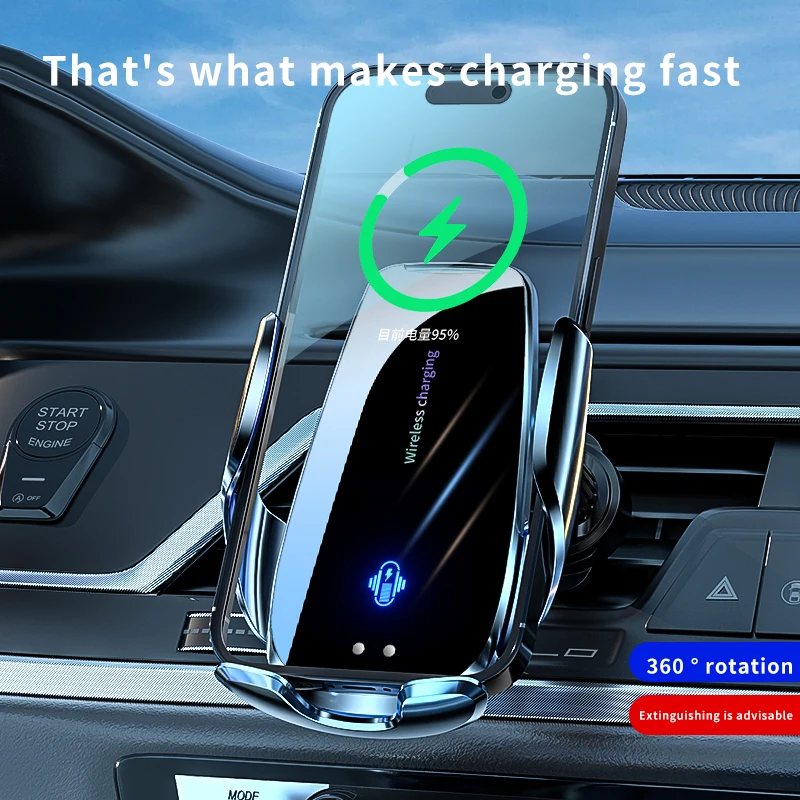 Fast Car Wireless Charging Station For iPhone 15 Pro Max Samsung Xiaomi Huawei Phone Wireless Charger Dashboard Outlet Holder - náhled 2