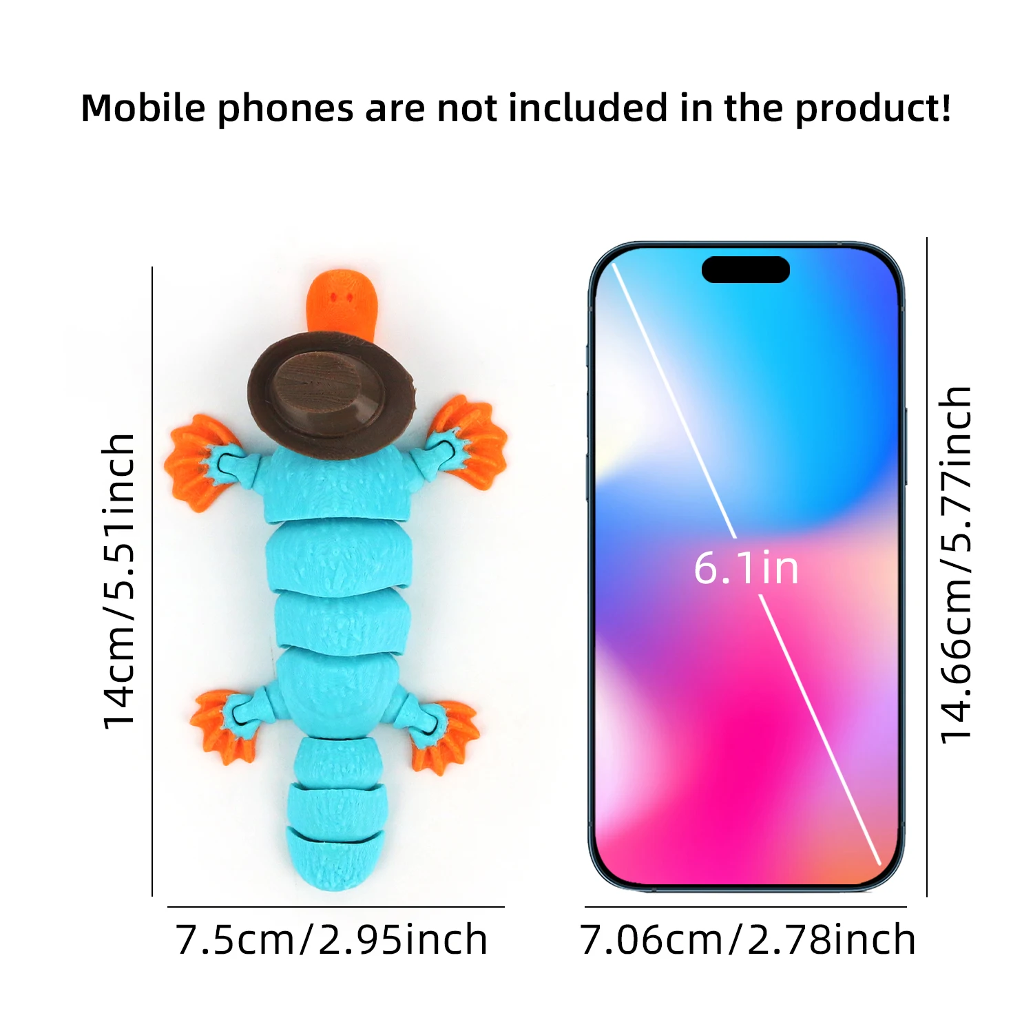 Platípus articulado impreso en 3D, juguete decorativo, se puede utilizar para aliviar el estrés, un gran regalo (incluido un sombrero)