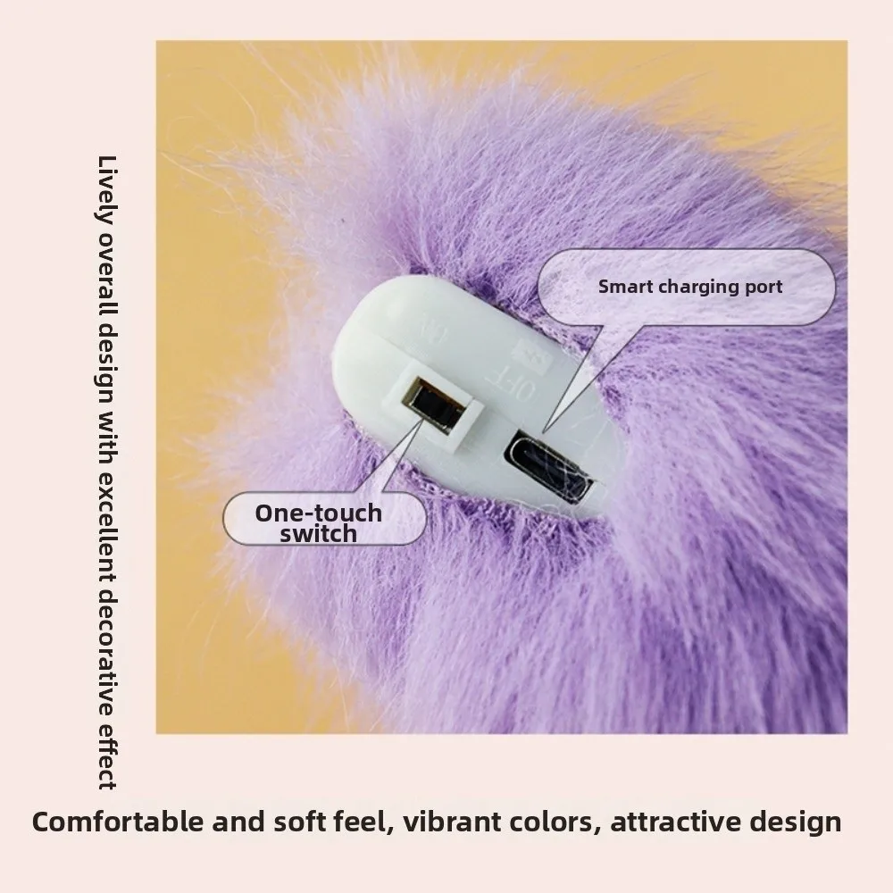 Colorful Lights Remote Control Electric Car Tail Rechargeable Fluffy Bicycle Wagging Moving Tail Realistic Self-adhesive