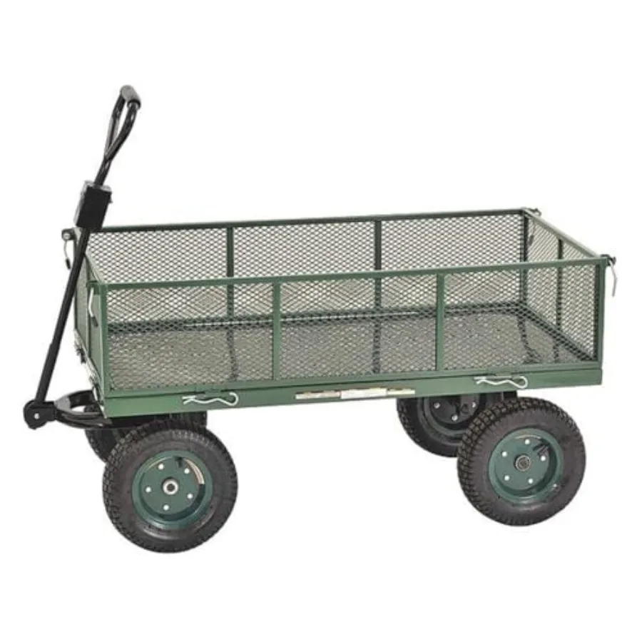 Utility garden wagon for outdoor use, steel construction, black finish, 1000 lb load capacity, 21-3/4 H x 48 L x 24 W