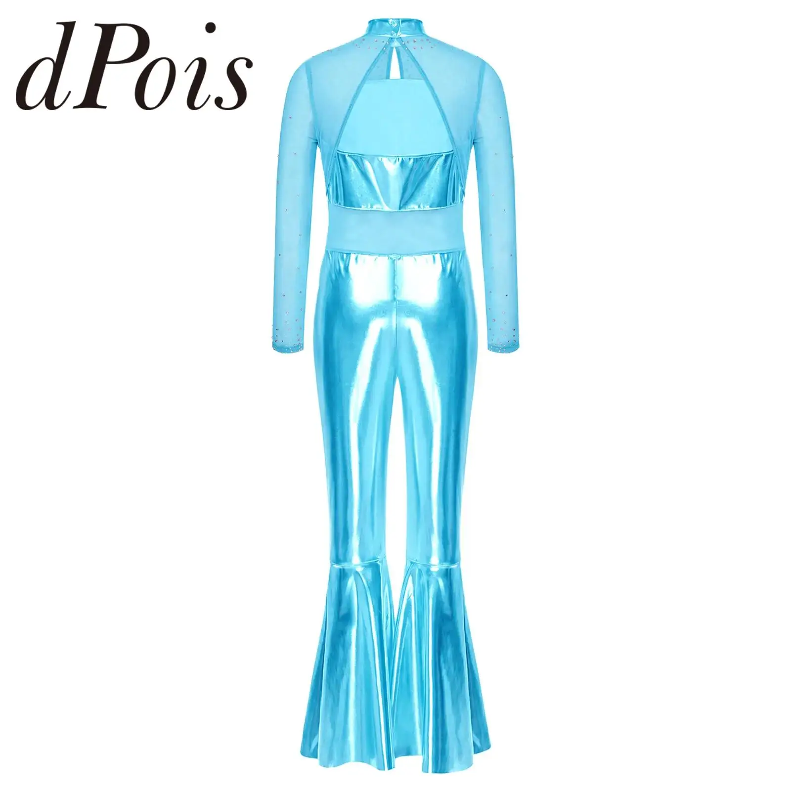 Child Printed Ballet Figure Skating Jumpsuit Full Body Leotard Rhythmic Gymnastics Bodysuit for Girls Ice Skating Costume