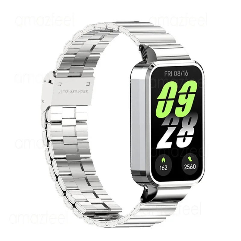 Per Redmi Smart Band 3 cinturino in acciaio inossidabile per Xiaomi Mi Band 9 protezione custodia con cinturino attivo per redmiband 3 braccialetto in metallo