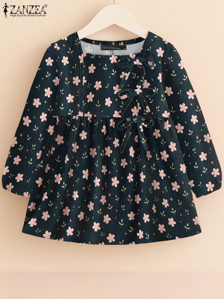 

Vintage Floral Printed Blouses ZANZEA 2025 Women Summer Retro Holiday Tops Square Neck 3/4 Sleeve Shirt Tunic Blusas Oversize