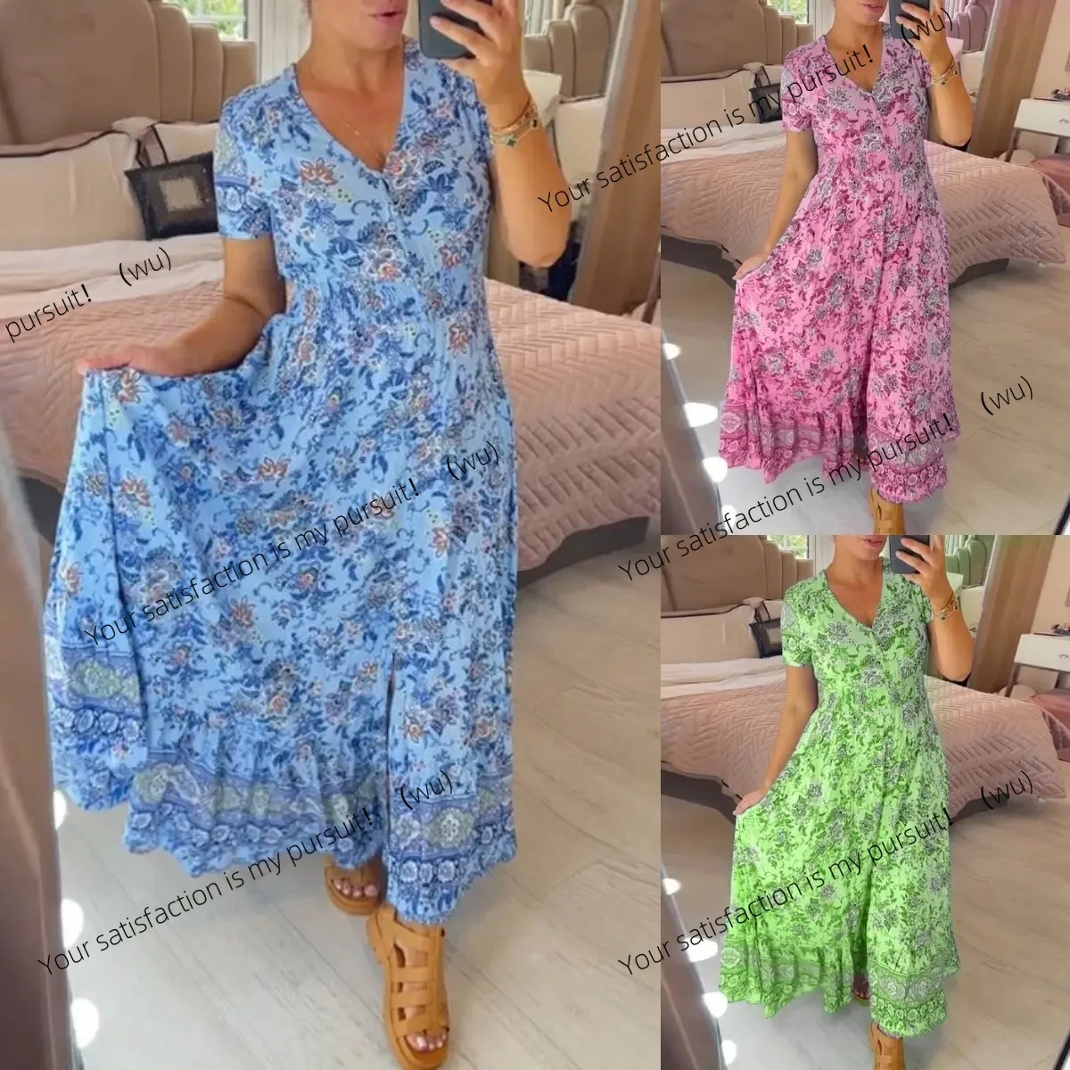 

Весенне-летнее новое европейское и американское женское платье с принтом