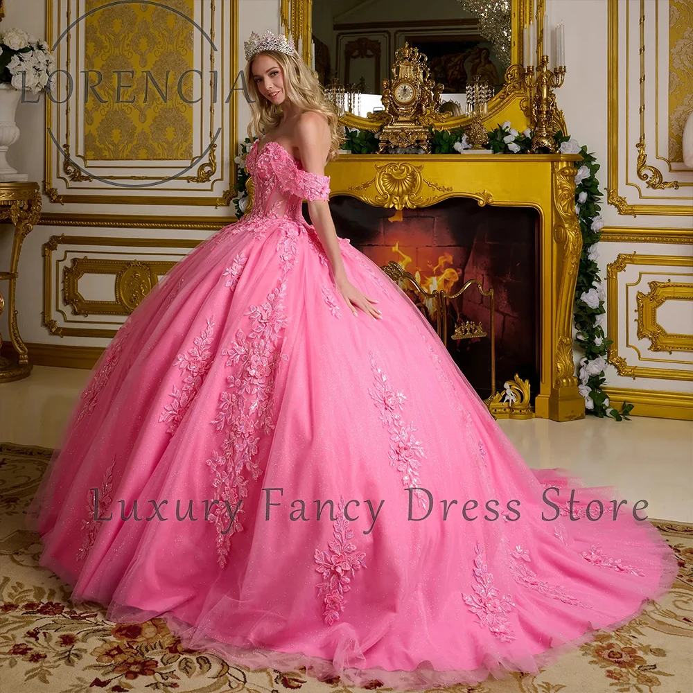 

Princess Floral Applique Quinceanera Dresses 2025 Girl Sweet 16 Birthday Party Ball Gowns Customized vestido quinceañeras