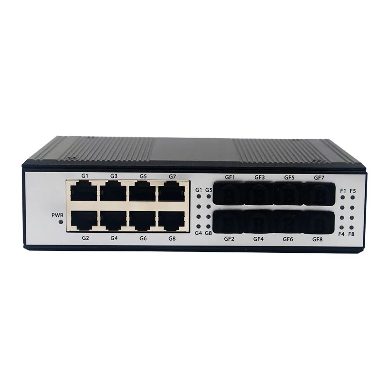 

Industrial 10/100/1000Mbps Gigabit SFP To RJ45 Ethernet Media Converter 8 RJ45 8 SFP Slots Din-rail Optical Fiber Transceiver