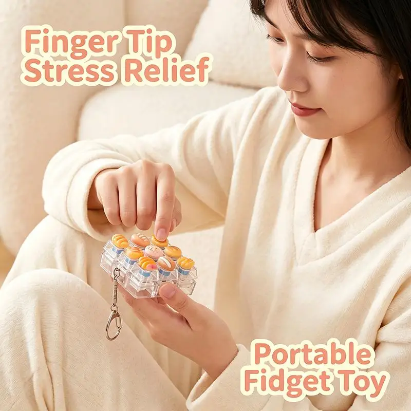 Mini Mechanical Keyboard Keychain 9 Keys No Light Clicky Stress Relief Fidget Clicker Durable Portable Toy for Daily Anxiety Re