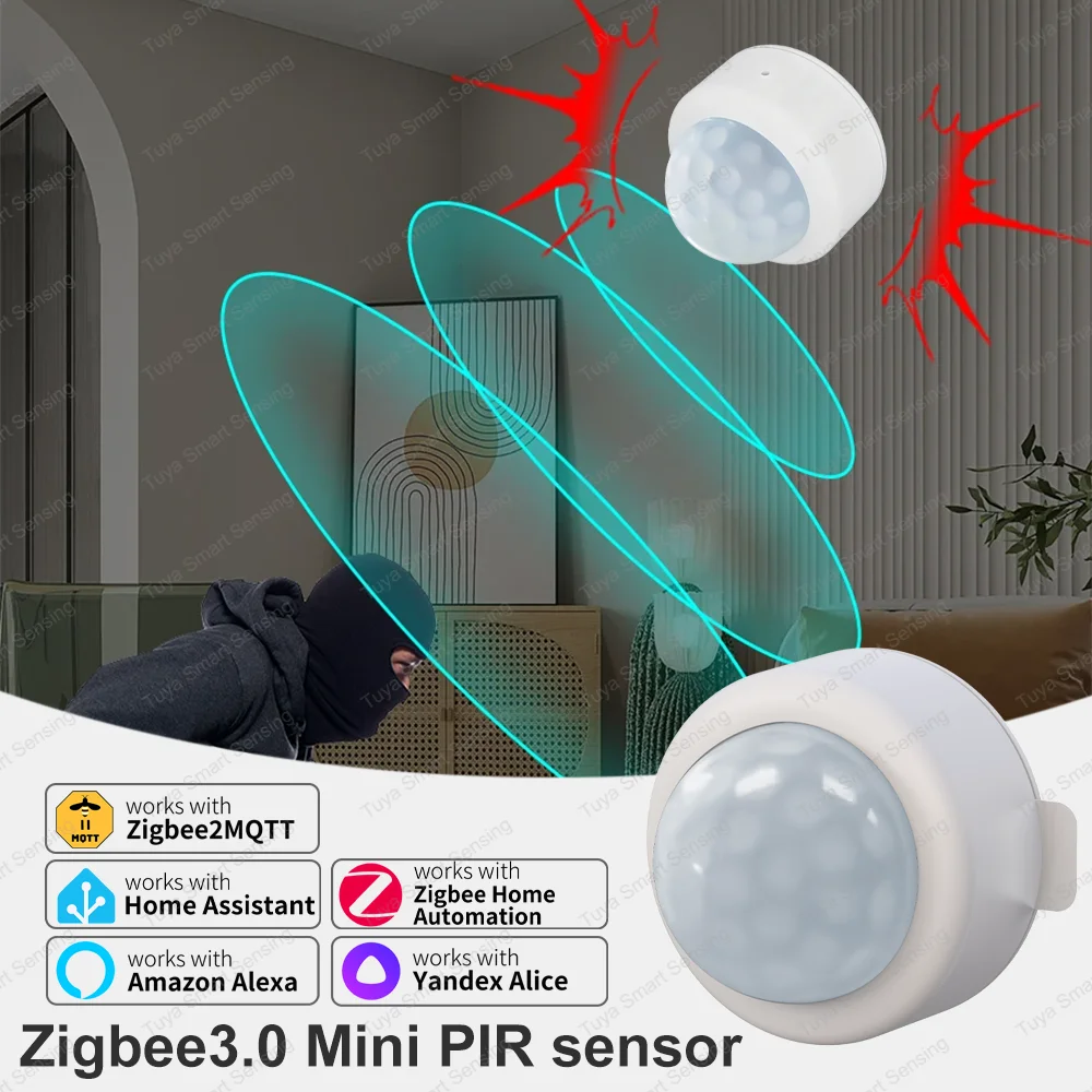 Zigbee PIR Motion Sensor Human Body Infrared Detector Home Security Alarm Movement Detection Sensor Works With ZHA Zigbee2MQTT