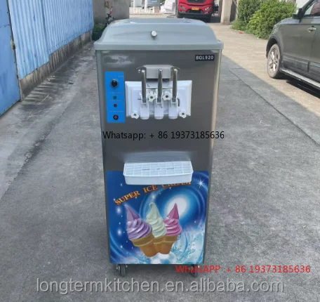 3 Flavor Commercial Soft Ice Cream Making Frozen Yogurt Soft Serve Ice Cream Machine with Rainbow Syrup System