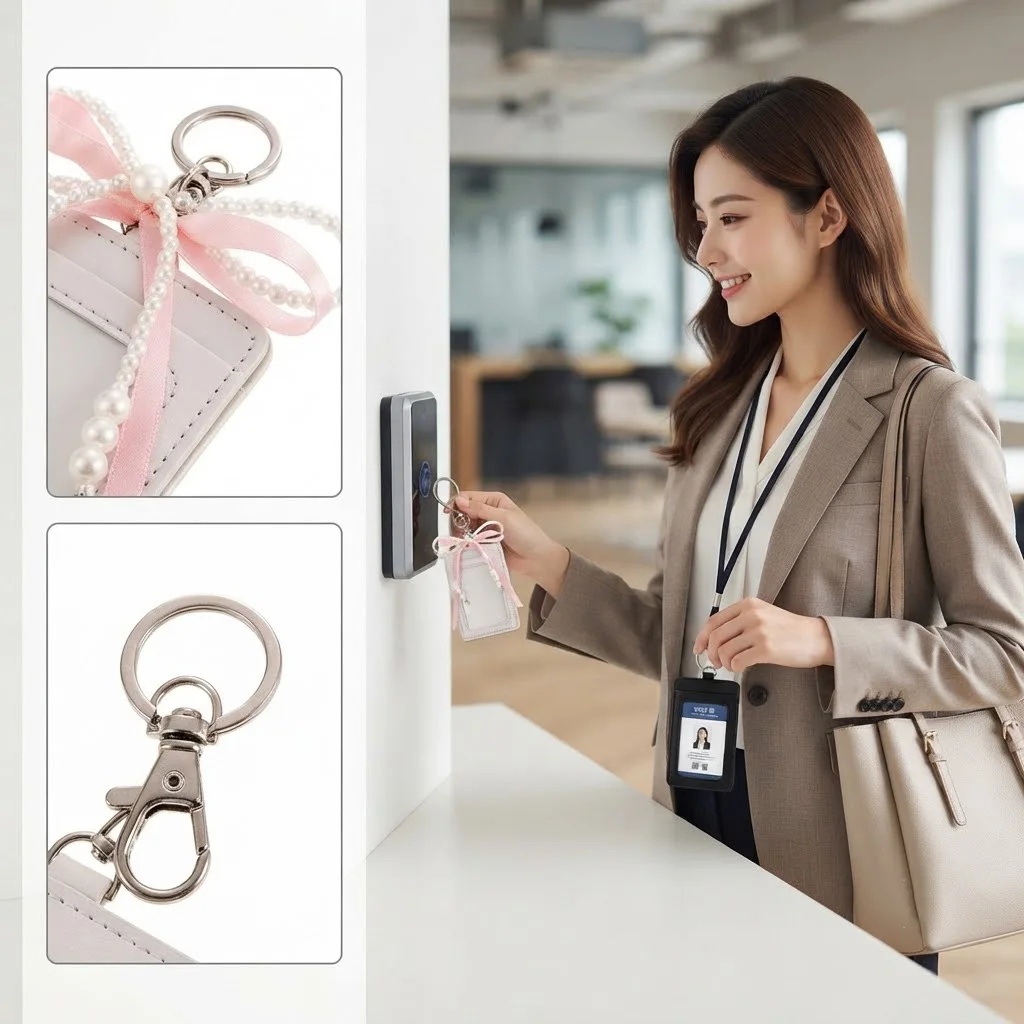 Stylish INS Style Cute Photocard Holder Decorative Pearl Bow Photos Bag Charm Protective Soft PU Girls Photocard Case ID Card