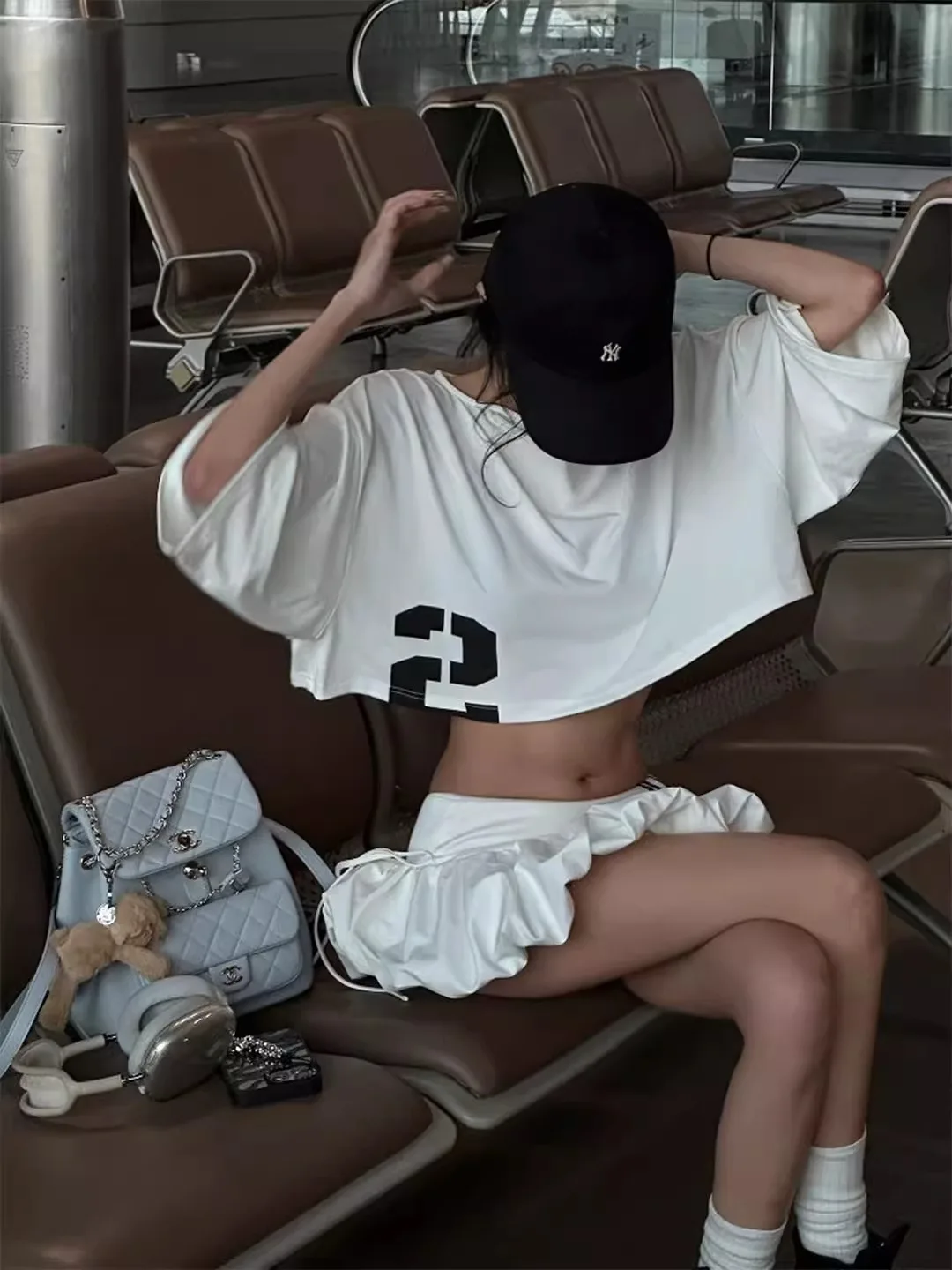 

White A-Line Flower Bud Skirt ort Women's Summer 2025 New Sle Slimming Loose Low Waist Skirt Faion Set