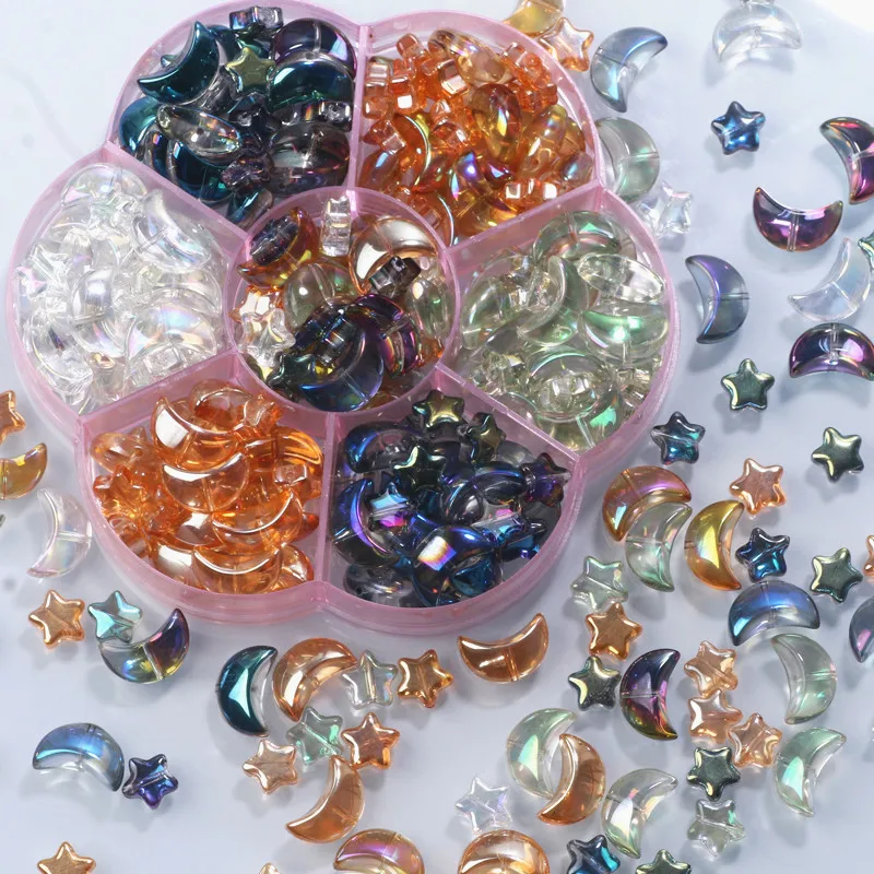30pcs Mixed AB Color Crystal Glass Star Moon Loose Beads For DIY Making Jewelry Earring Pendants Necklace Crafts Accessories