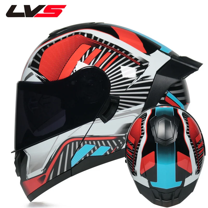 

2021 Unisex Racing Flip Up Motorcycle Helmets Modular Dual Lens Motocross Helmet Double Visors Full Face Safe Helmet Cascos