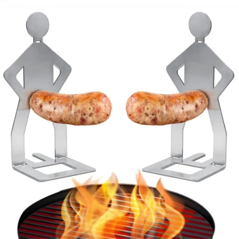 

Stainless Steel Hot Dog Holders Funny Sausage Stand Standing Men Grill Racks Picnic Outdoor Cooking Tools Barbecue Accessories