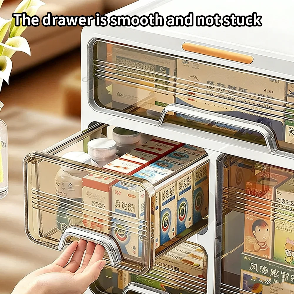 Large Capacity Drawer Type Medicine Storage Box, Multi-layer Home Medical Kit, Multifunctional Portable Drug Organizer for House