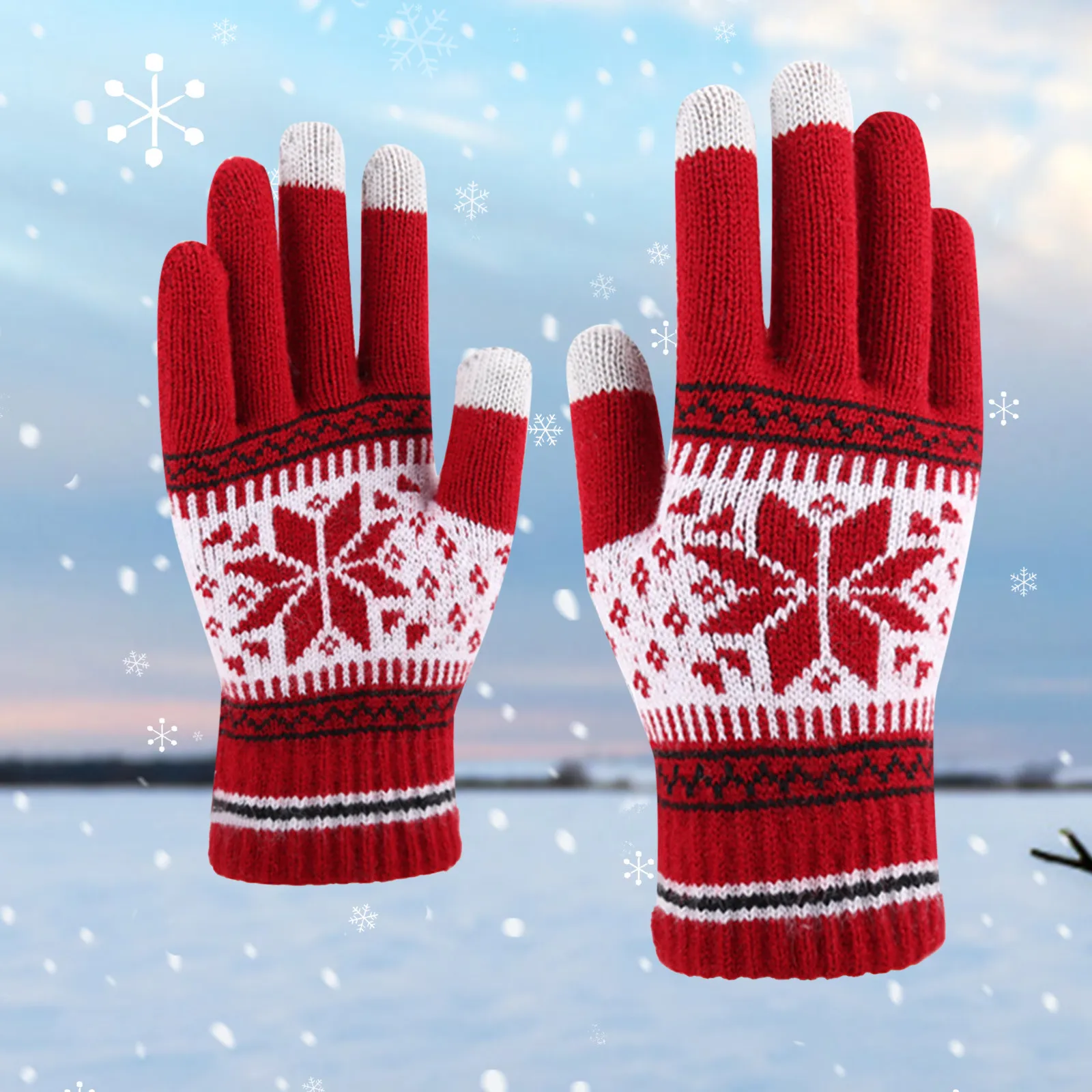 

Winter Warm Wool Gloves Women Men Touch Screen Thicken Knitted Guantes Mittens Outdoor Ski Ride Warmer Windproof Hand Glove Gift