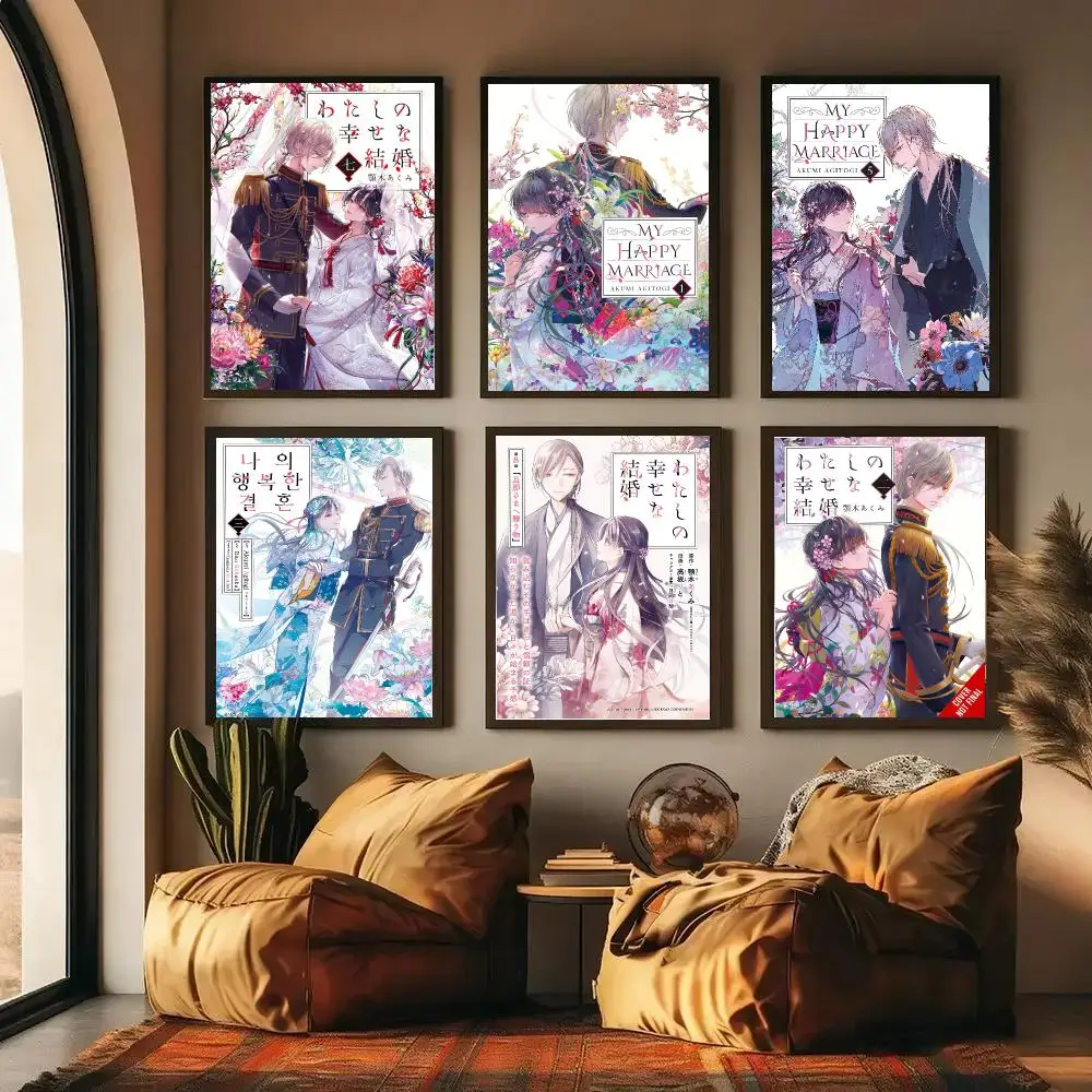 Anime My Happy Marriage Poster Self-adhesive Art Waterproof Paper Sticker Coffee House Wall Decor