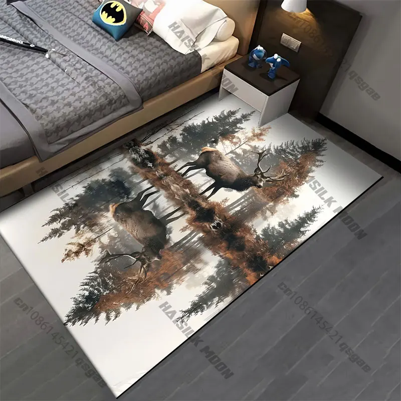 Majestic deer reflection forest carpet Yoga living room room decor children's crawling mat doormat area rug games mat